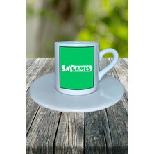 Say Games Mobil Oyun Baskılı Türk Kahvesi Fincanı Tabaklı Kişiye Özel Model 1