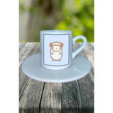 Koyun Baskılı Türk Kahvesi Fincanı Tabaklı Kişiselleştirilebilir Model 2