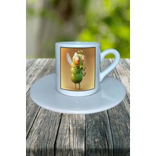 Böcek Baskılı Türk Kahvesi Fincanı Tabaklı Kişiselleştirilebilir Model 2