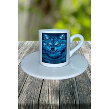 Kurt Baskılı Türk Kahvesi Fincanı Tabaklı Kişiselleştirilebilir Model 8