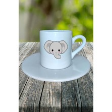 Fil Baskılı Türk Kahvesi Fincanı Tabaklı Kişiye Özel Model 3