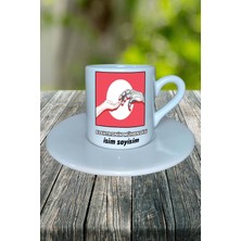 Elektronik Mühendisi Meslek Baskılı Türk Kahvesi Fincanı Tabaklı Kişiye Özel Model 2