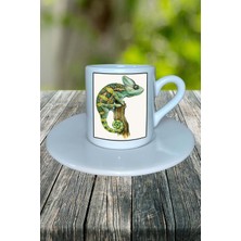 Iguana Baskılı Türk Kahvesi Fincanı Tabaklı Kişiselleştirilebilir Model 2