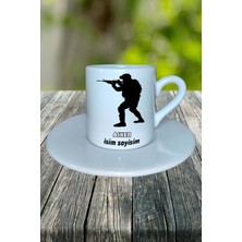 Asker Meslek Baskılı Türk Kahvesi Fincanı Tabaklı Kişiye Özel Model 1