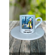 Ustabaşı Meslek Baskılı Türk Kahvesi Fincanı Tabaklı Kişiye Özel Model 7