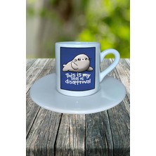 Fok Balığı Baskılı Türk Kahvesi Fincanı Tabaklı Kişiselleştirilebilir Model 5