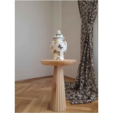 Simillo Home & Living Naturel Renk Ahşap Mantar Sehpa – Masif Tekli Yan Sehpa, Fiskos ve Zigon Model