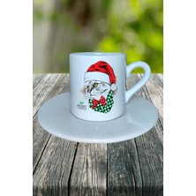 Yılbaşı  Kedi Baskılı Türk Kahvesi Fincanı Kişiye Özel Model 20