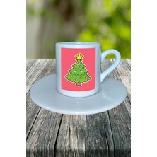 Yılbaşı  Yıl Başı Noel Ağacı  Baskılı Türk Kahvesi Fincanı Kişiye Özel Model 2