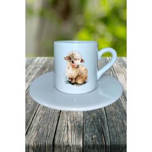 Koyun Baskılı Türk Kahvesi Fincanı Tabaklı Kişiye Özel Model 5