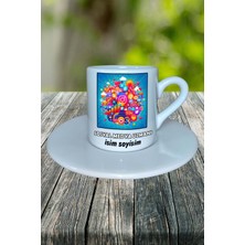 Sosyal Hizmet Uzmanı Meslek Baskılı Türk Kahvesi Fincanı Tabaklı Kişiye Özel Model 6