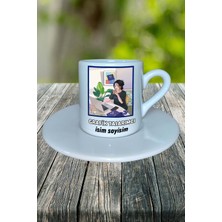 Grafik Tasarımcı Meslek Baskılı Türk Kahvesi Fincanı Tabaklı Kişiye Özel Model 1