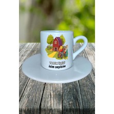 Tarım Işçisi Meslek Baskılı Türk Kahvesi Fincanı Tabaklı Kişiye Özel Model 2