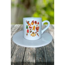 Yılbaşı  Baskılı Türk Kahvesi Fincanı Kişiye Özel Model 33