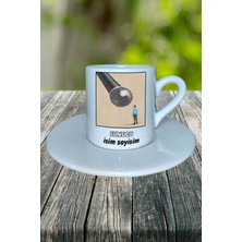 Sunucu Meslek Baskılı Türk Kahvesi Fincanı Tabaklı Kişiye Özel Model 8