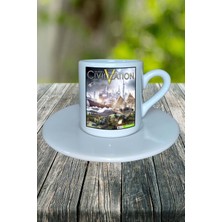 Civilization Oyun Baskılı Türk Kahvesi Fincanı Tabaklı Kişiye Özel Model 2