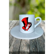 Persona 5 Oyun Baskılı Türk Kahvesi Fincanı Tabaklı Kişiye Özel Model 1