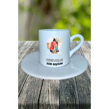 Oyun Ablası Meslek Baskılı Türk Kahvesi Fincanı Tabaklı Kişiye Özel Model 2