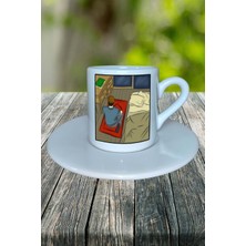 Namaz Baskılı Türk Kahvesi Fincanı Tabaklı Kişiye Özel Model 9