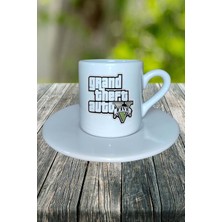 Grand Theft Auto Oyun Baskılı Türk Kahvesi Fincanı Tabaklı Kişiye Özel Model 3