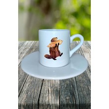 Kunduz Baskılı Türk Kahvesi Fincanı Tabaklı Kişiye Özel Model 1