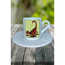 Akrep Baskılı Türk Kahvesi Fincanı Tabaklı Kişiselleştirilebilir Model 2