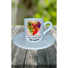 Gıda Mühendisi Meslek Baskılı Türk Kahvesi Fincanı Tabaklı Kişiye Özel Model 5