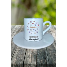 Kuyumcu Meslek Baskılı Türk Kahvesi Fincanı Tabaklı Kişiye Özel Model 1