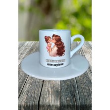 Bebek Bakıcısı Meslek Baskılı Türk Kahvesi Fincanı Tabaklı Kişiye Özel Model 1