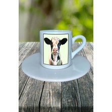 Inek Baskılı Türk Kahvesi Fincanı Tabaklı Kişiselleştirilebilir Model 5