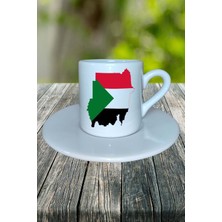 Suriye Ülke Bayrağı Bayrak Baskılı Türk Kahvesi Fincanı Tabaklı Kişiye Özel Model 1