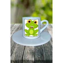 Kurbağa Baskılı Türk Kahvesi Fincanı Tabaklı Kişiselleştirilebilir Model 3