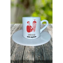 Kebapçı Meslek Baskılı Türk Kahvesi Fincanı Tabaklı Kişiye Özel Model 2