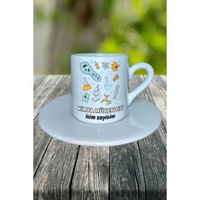 Kimya Mühendisi Meslek Baskılı Türk Kahvesi Fincanı Tabaklı Kişiye Özel Model 3