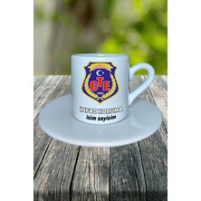 Infaz Koruma Meslek Baskılı Türk Kahvesi Fincanı Tabaklı Kişiye Özel Model 1