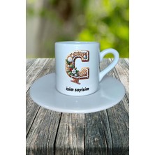 Ç Harfi Kurabiye Noel Yeniyıl Isimli Baskılı Türk Kahvesi Fincanı Kişiye Özel Model 4