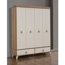 Yuvaset Home Dardason Defne 4 Kapılı Mebran Kapaklı Dolap