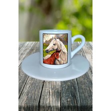 At Baskılı Türk Kahvesi Fincanı Tabaklı Kişiselleştirilebilir Model 5