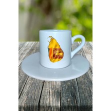 Srilanka Ülke Bayrağı Bayrak Baskılı Türk Kahvesi Fincanı Tabaklı Kişiye Özel Model 2