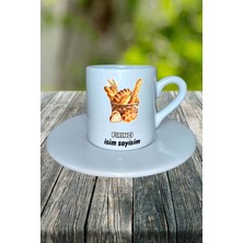 Fırıncı Meslek Baskılı Türk Kahvesi Fincanı Tabaklı Kişiye Özel Model 2