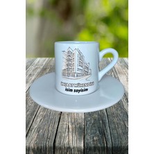 Inşaat Mühendisi Meslek Baskılı Türk Kahvesi Fincanı Tabaklı Kişiye Özel Model 3