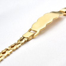 14 Ayar Altın Kaplama Kişiye Özel Bebek & Çocuk Gümüş Künye  - BPC00106