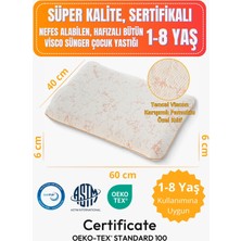 Rudu 1-8 Yaş Çocuk Yastığı Sertifikalı, Ten Hissiyatlı Pamuklu Özel Kılıf, Nefes Alan Bütün Visco Sünger