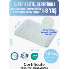 Rudu 1-8 Yaş Çocuk Yastığı Sertifikalı, Ten Hissiyatlı Pamuklu Özel Kılıf, Nefes Alan Bütün Visco Sünger