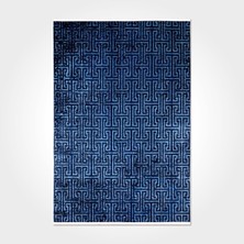 Hali.Net 80x150 cm Mavi Printed Pamuk Yıkanabilir Klasik Halı | Mutfak Balkon Yatak Odası Halısı | Leke Tutmaz Hipoalerjenik