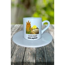 Tarım Işçisi Meslek Baskılı Türk Kahvesi Fincanı Tabaklı Kişiye Özel Model 6