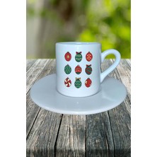 Yılbaşı Süsleme Baskılı Türk Kahvesi Fincanı Kişiye Özel Model 4