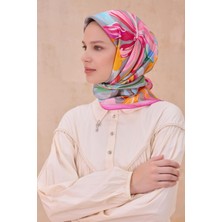 Belli Tivil İpek Eşarp 4107 - 34 Pembe Karışık Desen
