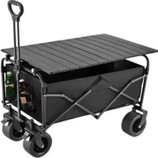 Kamp Eşya Taşıma Arabası Masa Olabilen Frenli Geniş Tekerlekli Katlanır Malzeme