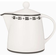 Beyaz Çaydanlık Porselen Dolce & Gabbana Casa Decalcomania Logolu, Dayanıklı